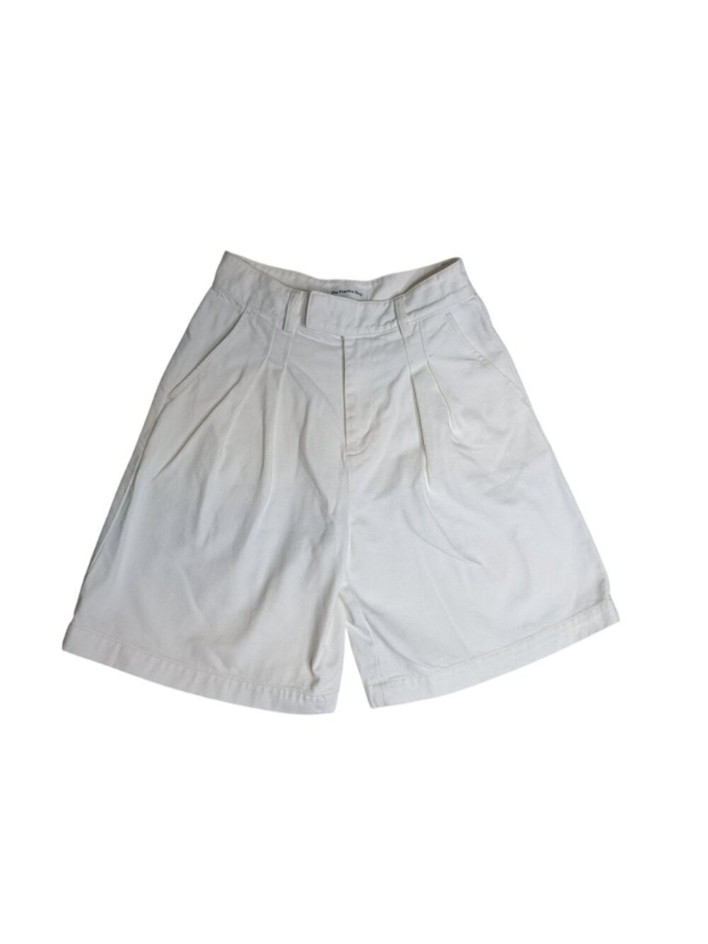 The Frankie Shop Xavier Pleated White Denim High-Rise Shorts Size M - Picture 2 of 12